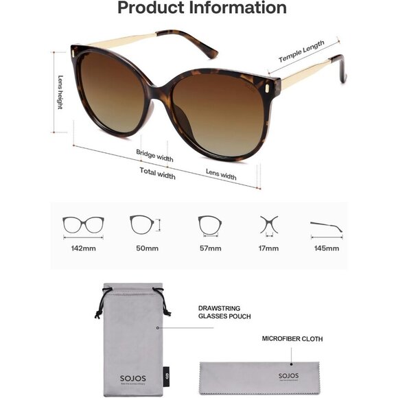 Polarized Round Sunglasses Women Men Oversized UV Protection Shades
